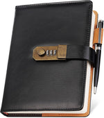 Nicpro diary with lock front view showcasing leather cover and combination lock
