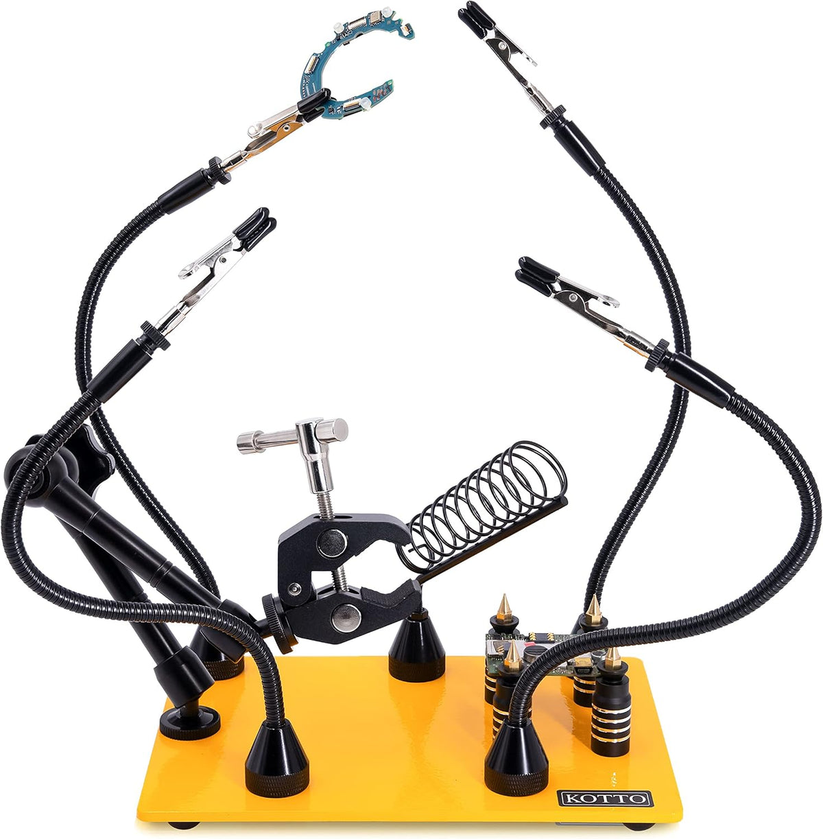 Third Hand Soldering Tool PCB Holder Two Magnetic Based Flexible Metal Arms Helping Hands Crafts Jewelry Hobby Workshop Helping Station Non-Slip Steel Weighted Base - Image 10