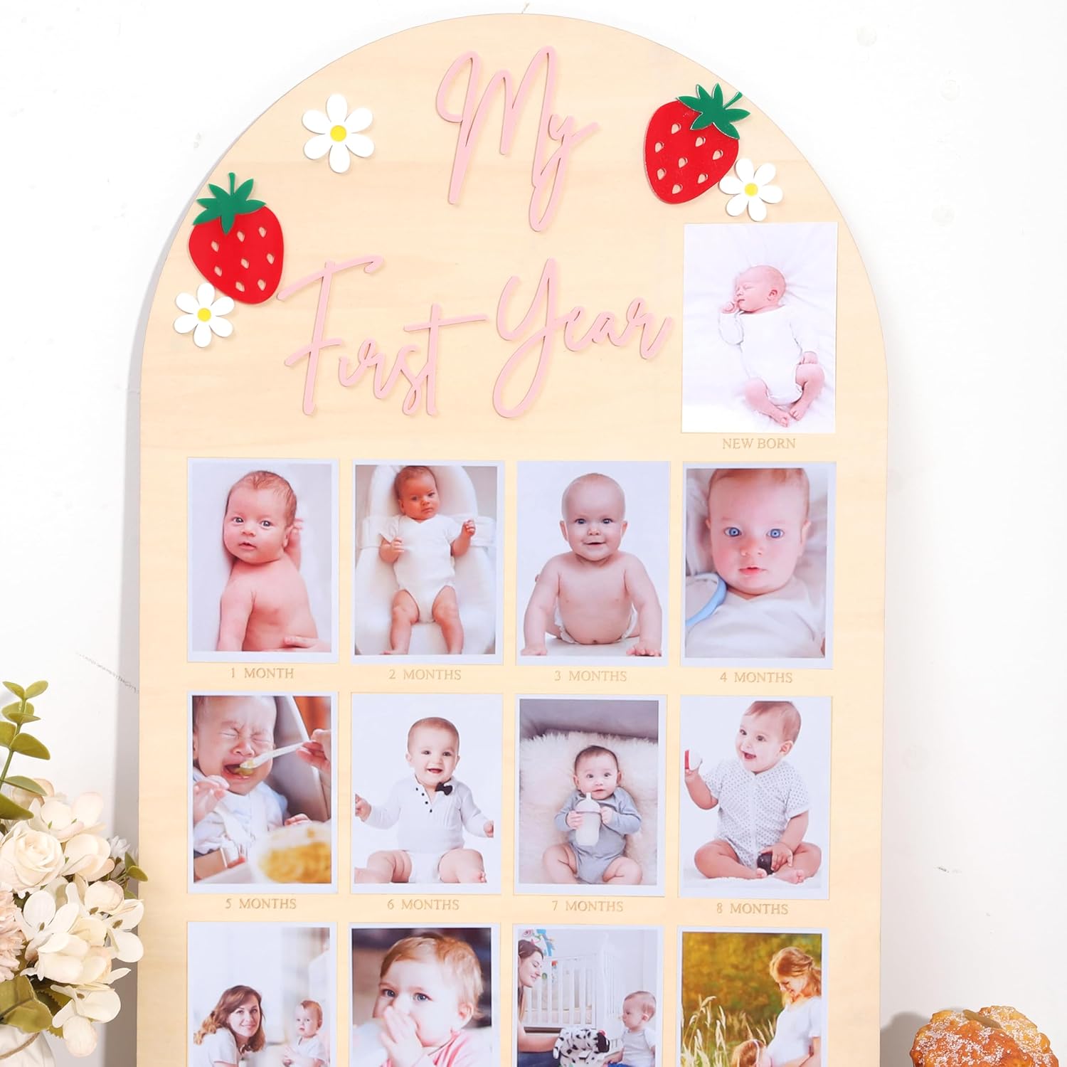 Basct strawberry my first year photo board front view