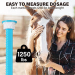Weight calibrated syringe detail for equine health