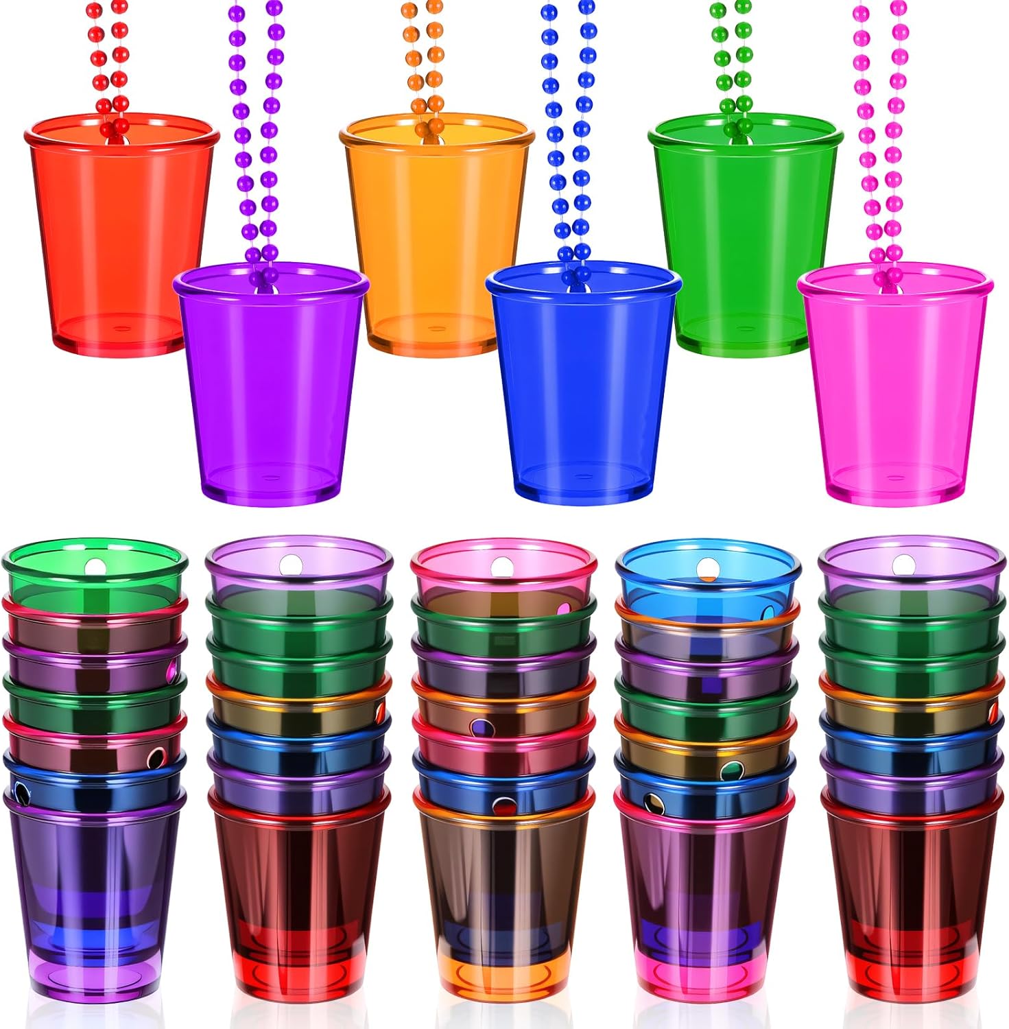 Neyauo 36 Pack Shot Glass Necklaces front view party favors