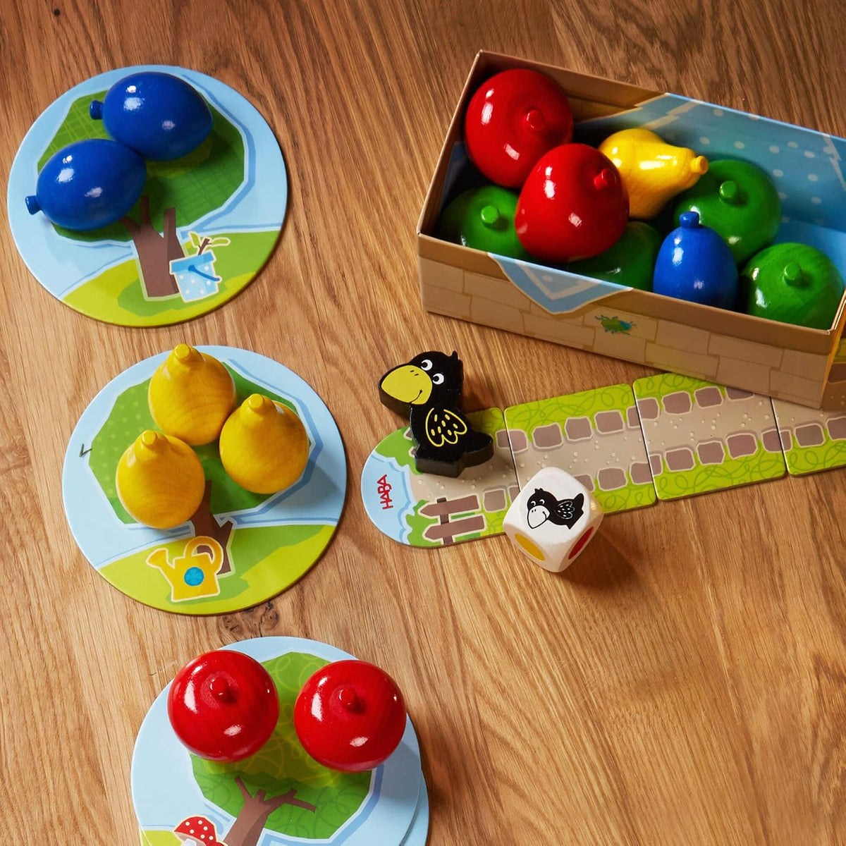HABA First Orchard wooden fruit and basket components