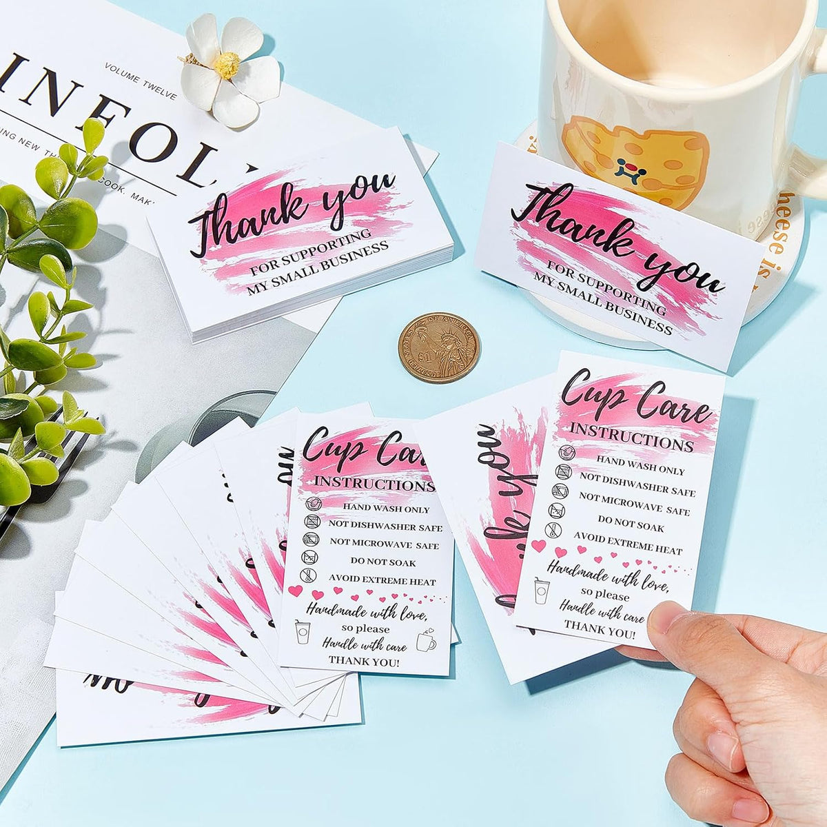 Pligreat cup care card displaying washing guidelines
