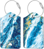 Fintie Luggage Tags Privacy Cover ID Label for Travel Bag Suitcase | with Stainless Steel Loop and Address Card, Starry Night, Agate Hexagons - Image 14