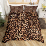 Erosebridal leopard print comforter cover set twin size front view on a styled bedroom bed
