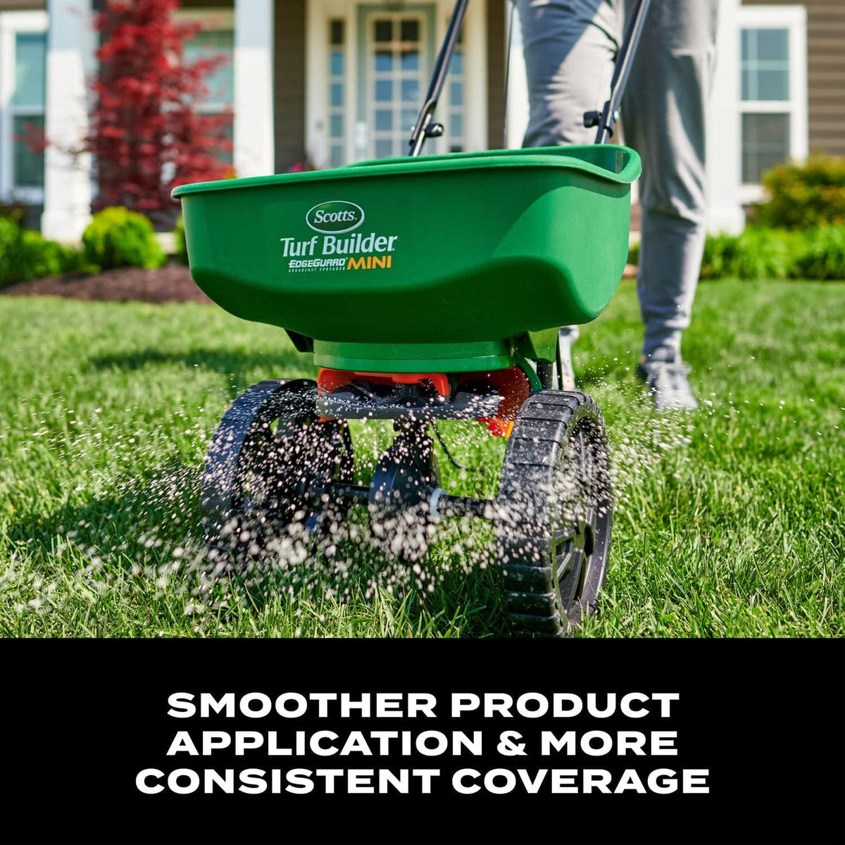 Scotts Turf Builder EdgeGuard Mini Broadcast Spreader rate control dial