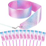HiUnicorn sparkling dance ribbon wands front view displaying pink and blue gradient glitter streamers.