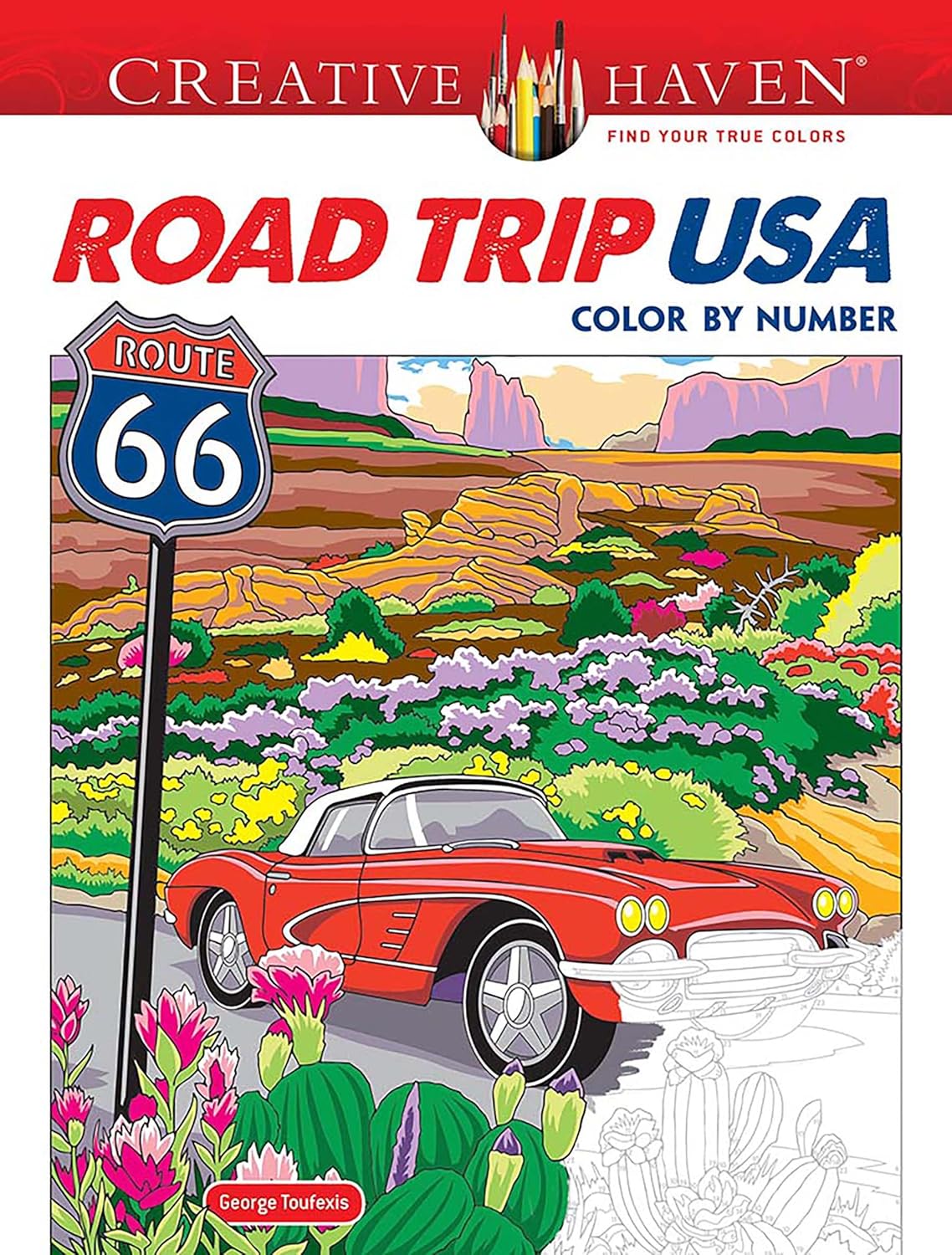 Creative Haven Road Trip USA Color by Number (Adult Coloring Books: USA) - Image 1