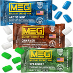 MEG Military Energy Gum 15 count sample pack front view showing 100mg caffeine label