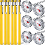 Xuhal 12 Pcs Stainless Steel Kitchen Thermometer with 5 Inch Long Stem 1 Inch Dial Thermometer Milk Frothing Food for Oven Probe Meat Grill BBQ Cooking Chocolate Water (Red) - Image 9