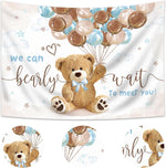 Imirell bear baby shower backdrop close up of cartoon bear design