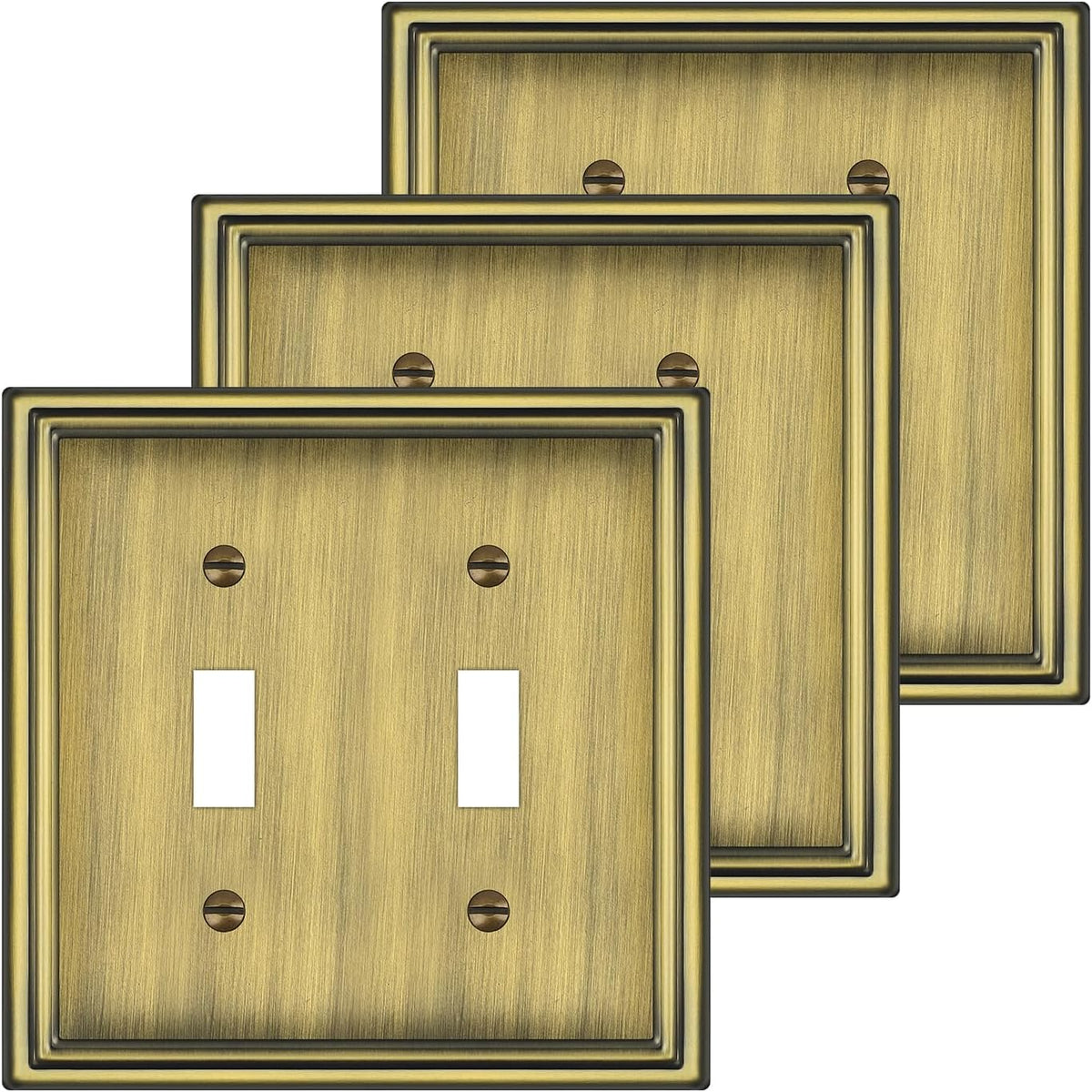 6 Pack Single Decorator Switch Covers Wall Plate, Antique Brass Decorative Rocker Switch Plates Outlet Covers for Receptacle, GFCI Outlet, Dimmer - Classic Style, 1 Gang Decorator - Image 9