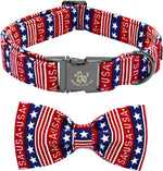 Elegant little tail Independence Dog Collar, July 6th American Flag Bowtie Puppy Collars, Hoiday Pet Collars Cute Pet Bowtie Dog Collar for Medium Dogs - Image 10