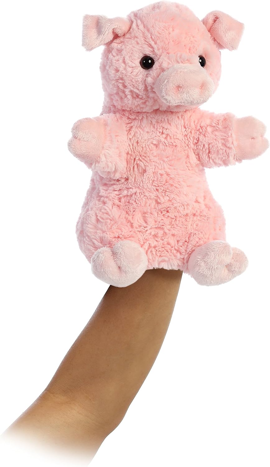 Aurora 11 inch plush panda puppet showing finger pockets