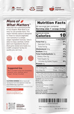 Micro Ingredients organic beet root powder back panel ingredient details