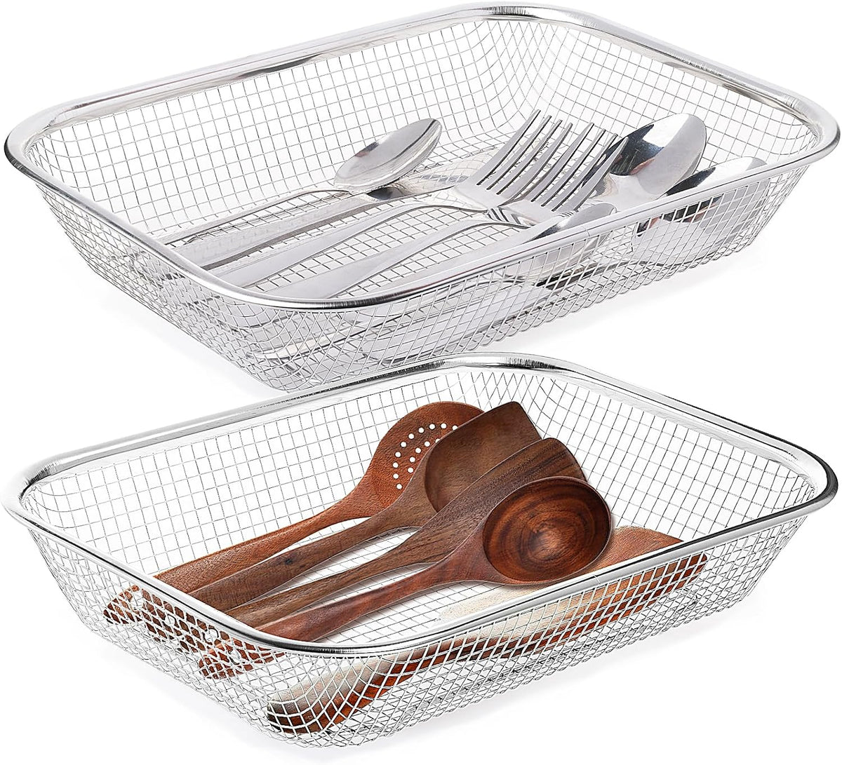 Utensil Drying Rack, 2 Pack Utensils Holder Dishwasher Silverware Basket | Compact Dish Rack, Kitchen Counter Drainer, Chopsticks, Spoons, Forks, Knifes Drainer Organizer - Image 9