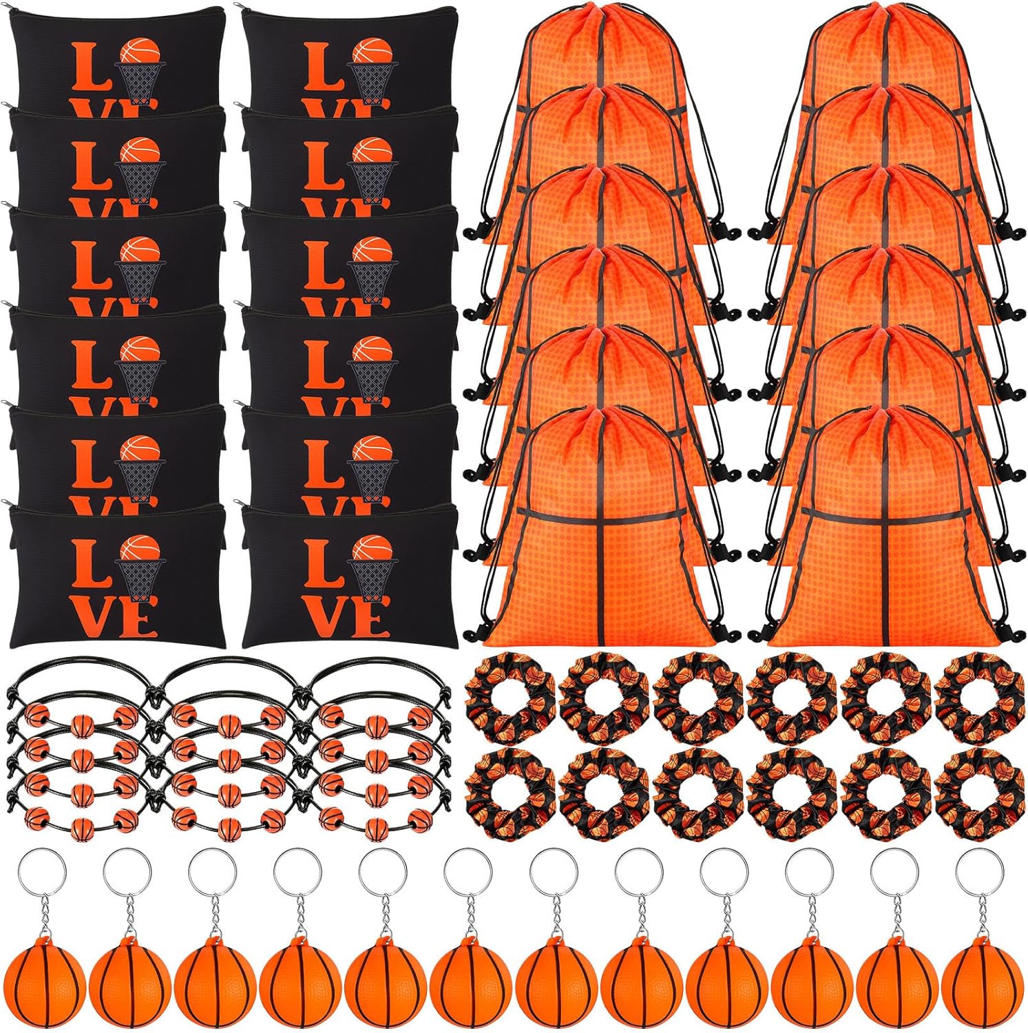 Locmeo 60 Pcs Basketball Party Favors set showing all items