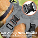 Rabbitgoo small dog harness showing dual metal shoulder buckles and chest clip