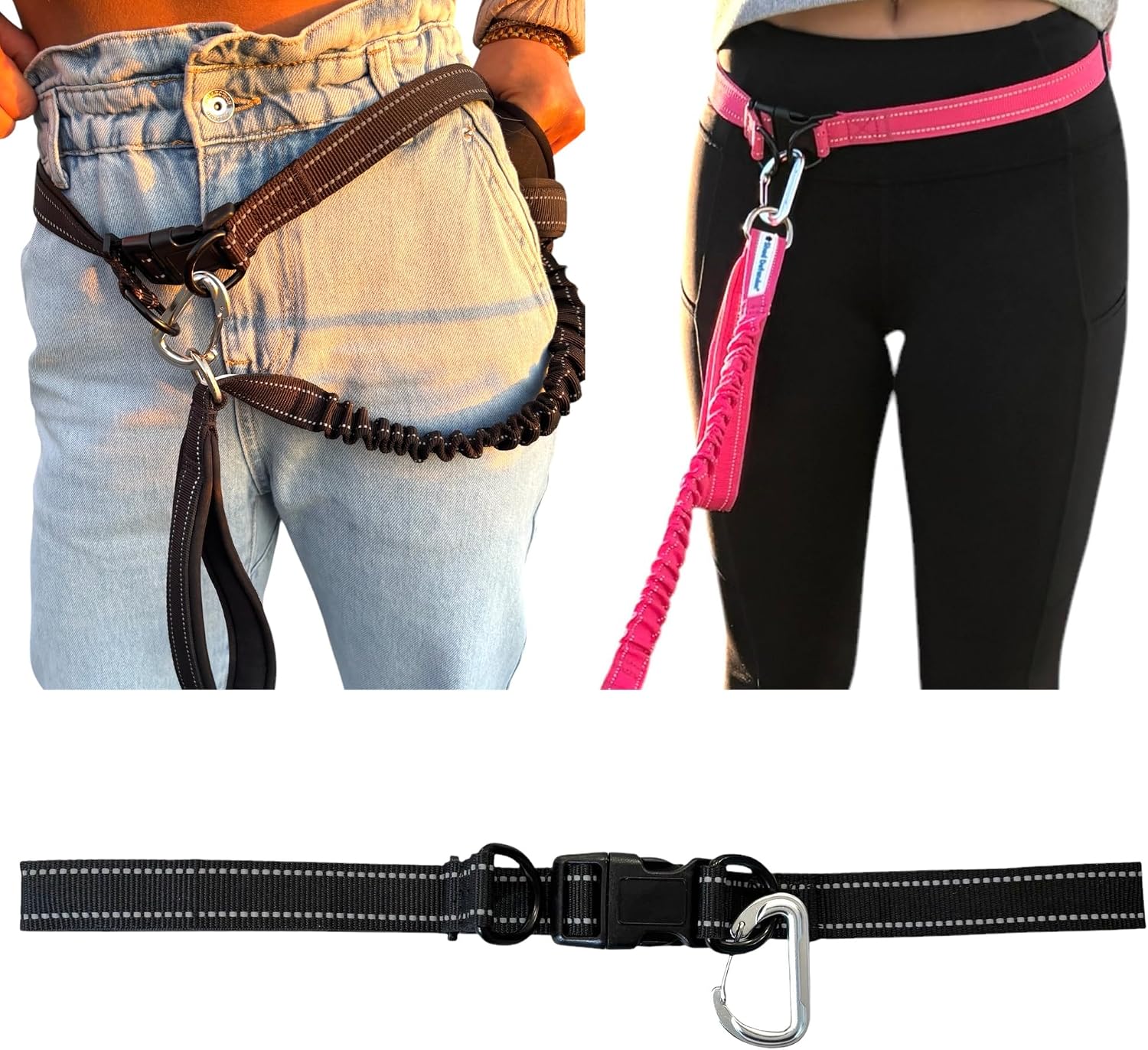 Shed Defender Hands Free Dog Leash Belt front view black color