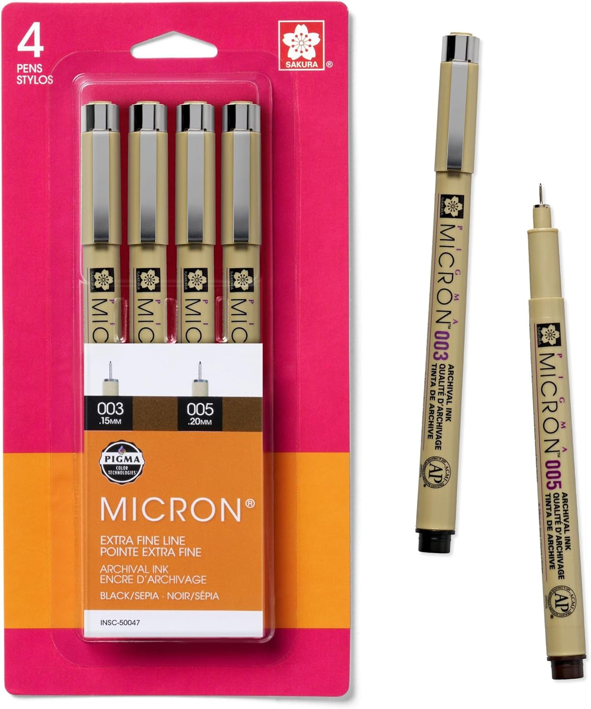 Sakura Pigma 50047 Micron pen set front view packaging