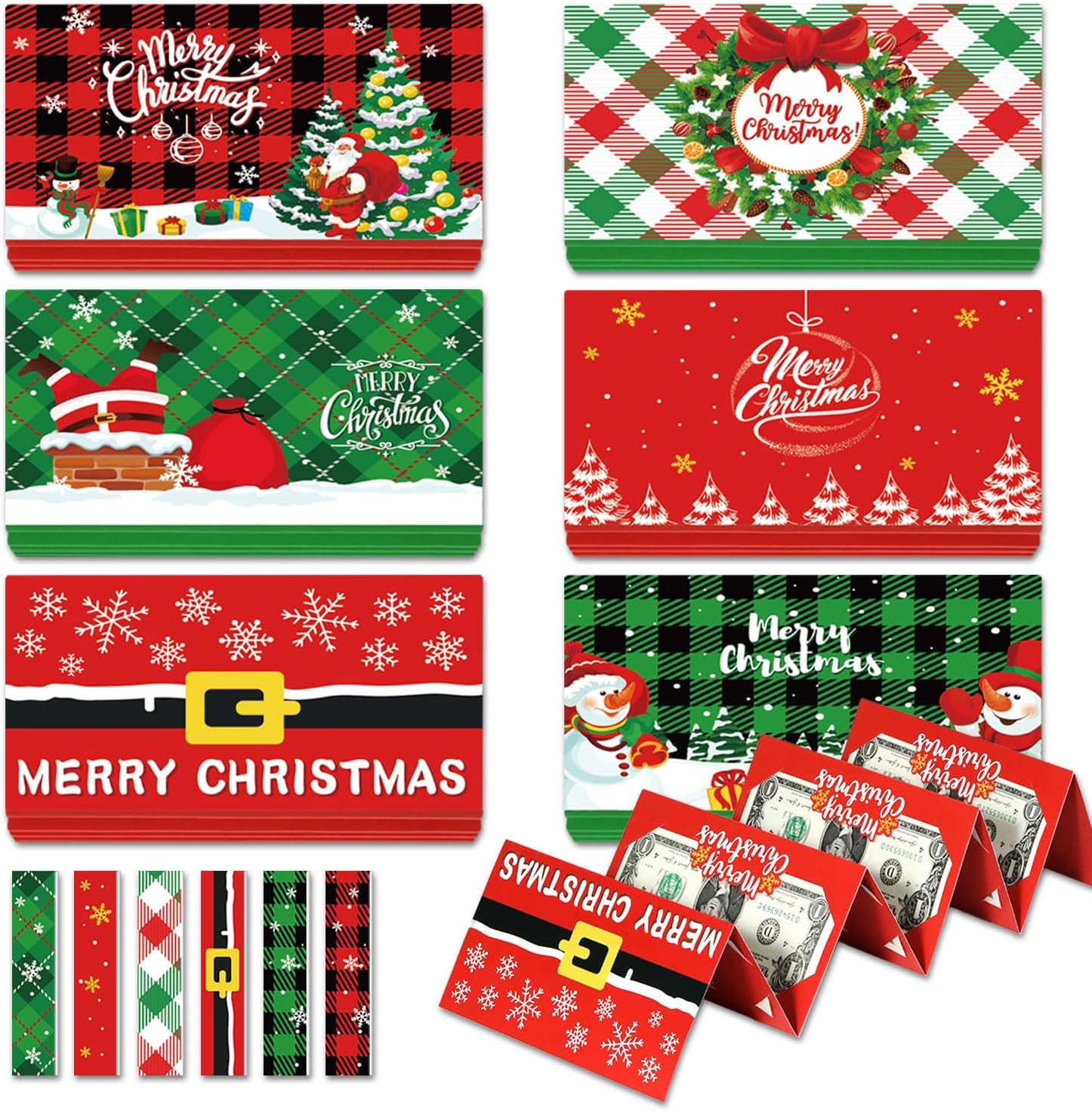 6Pcs Christmas Money Gift Cards Book for Surprise Christmas Gifts, 6 Slots Money Booklet for Xmas Cash Gifts Card Holder, Xmas Money Holders for Cash Gift Ideas - Image 1