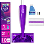 Swiffer WetJet floor spray mop starter kit front view packaging lifestyle clean home floors
