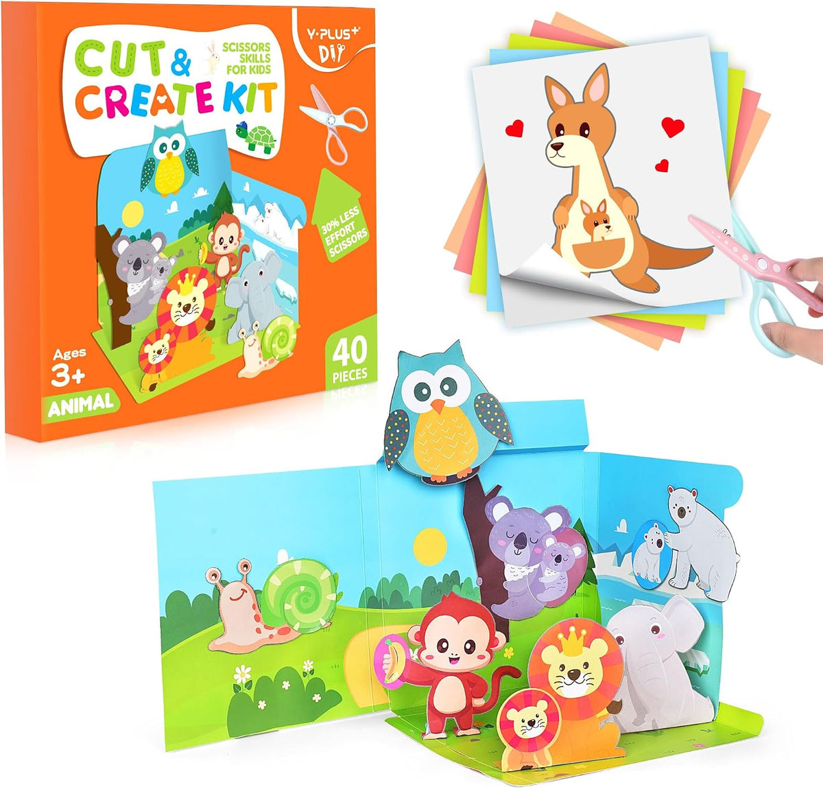 YPLUS Scissor Skills Activity Book front cover view showing animal craft projects