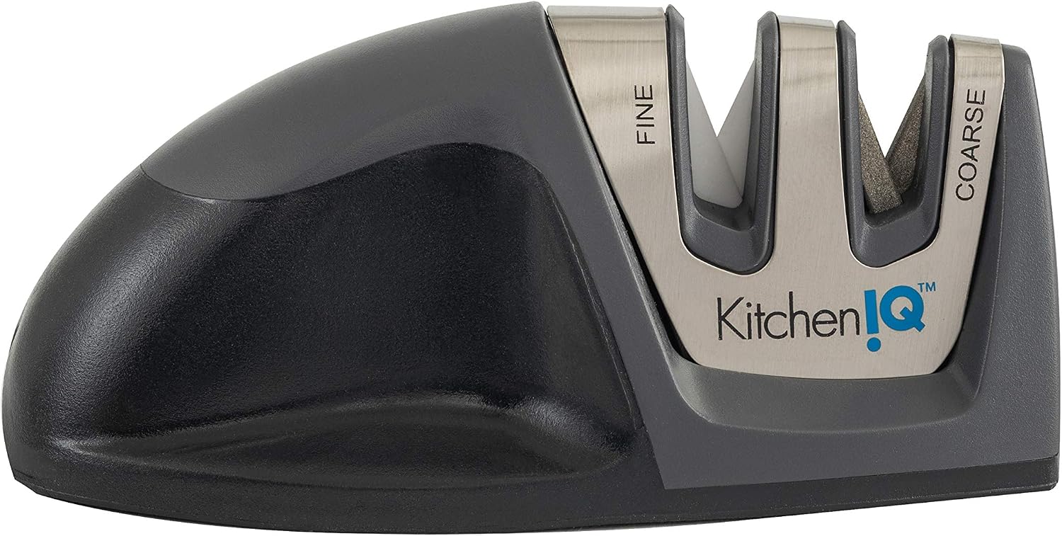 KitchenIQ knife sharpener front view showing dual stages