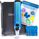 Genteel Plus vacuum lancing device butterfly blue front view for painless diabetes blood testing
