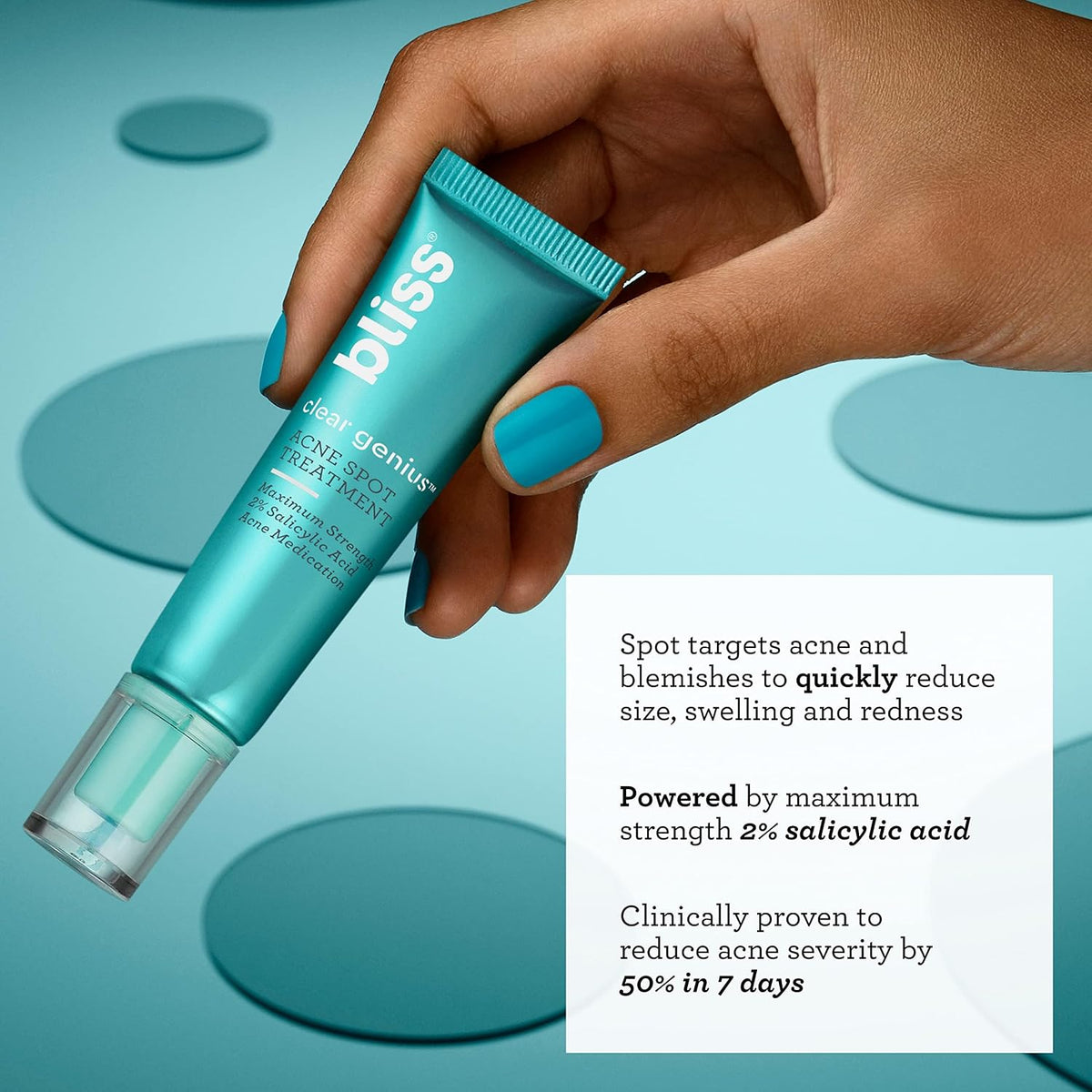 Bliss Clarifying Gel Cleanser bottle with pump dispenser showing clear formula texture.