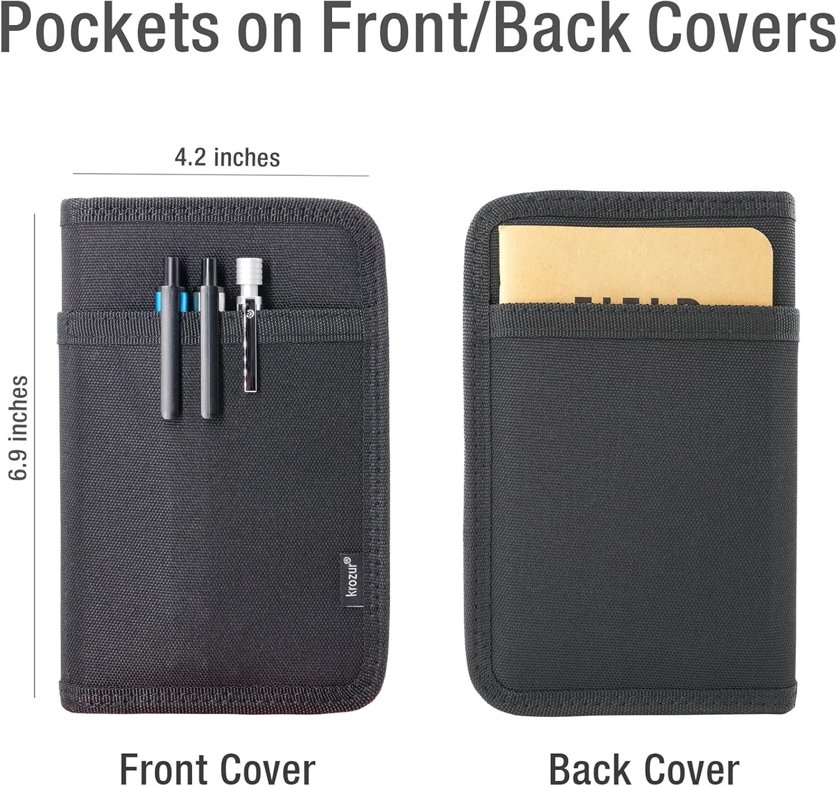 Krozur pocket notebook cover showing YKK zipper detail