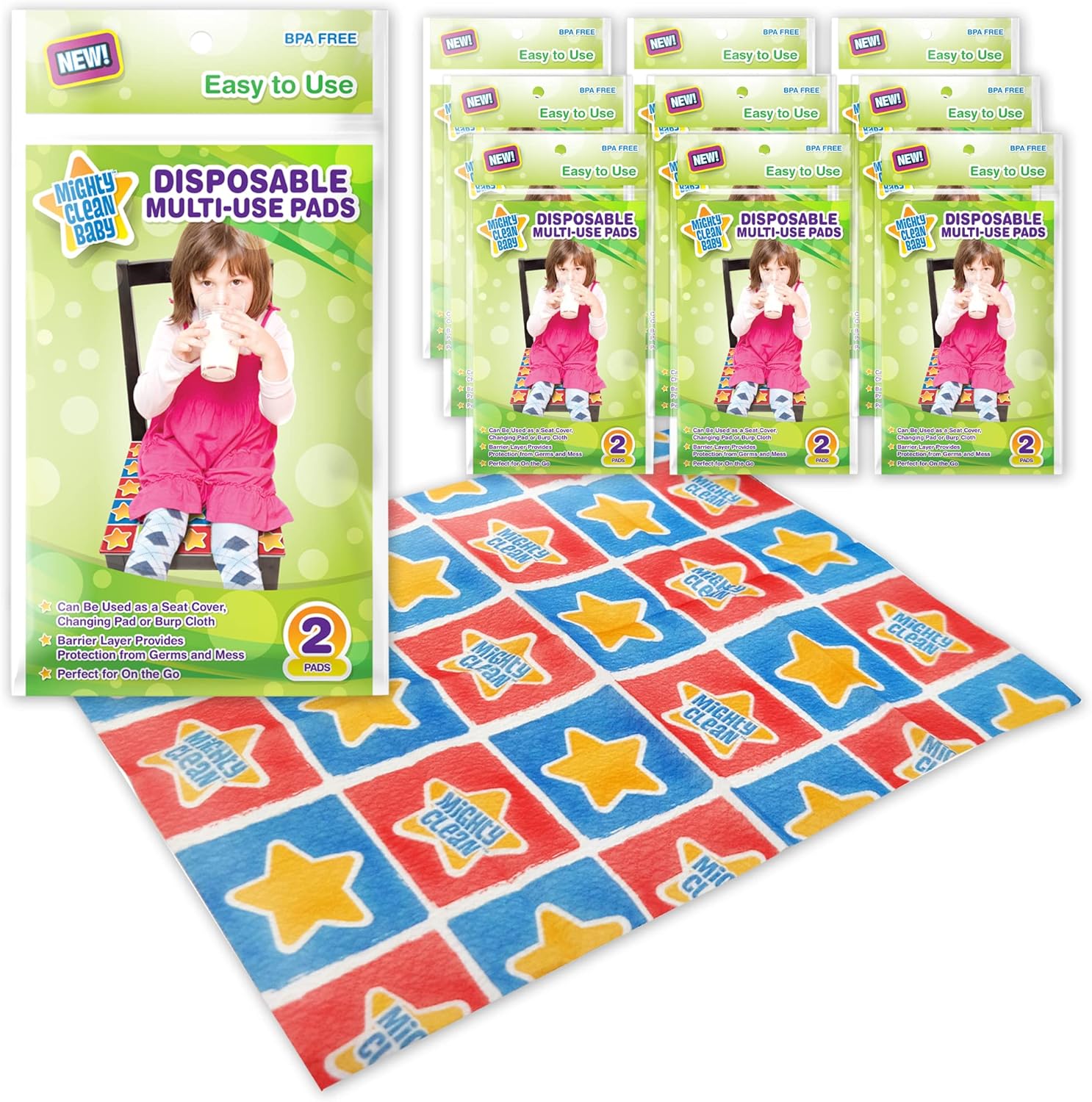 Mighty Clean Baby disposable multi-use changing pads in 18 count pack
