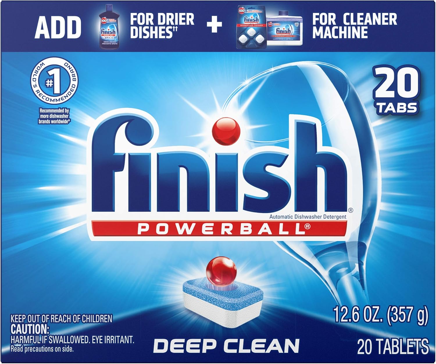 Finish All In 1 Powerball Fresh Dishwasher Detergent Tablets front view packaging