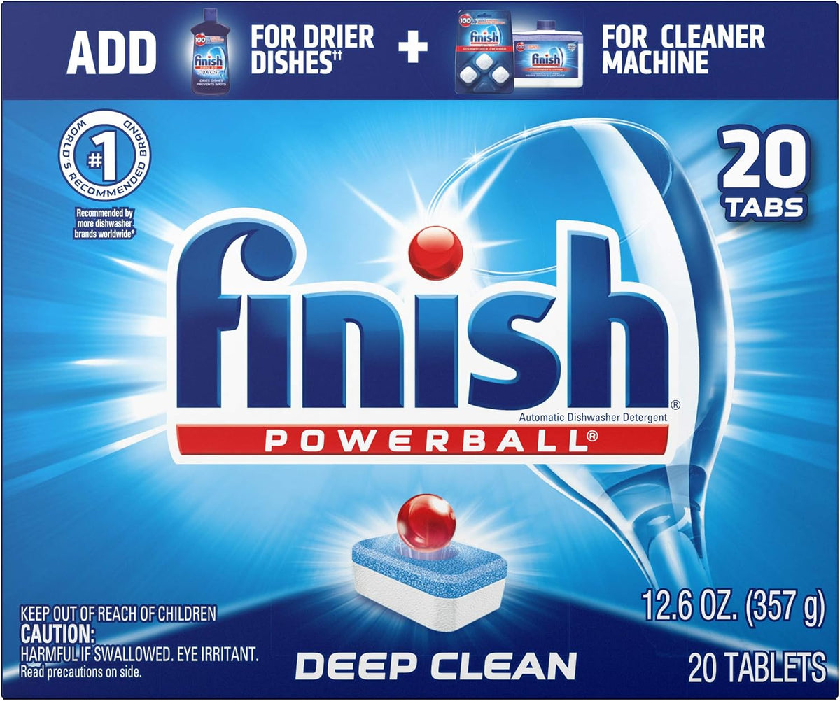 Finish All In 1 Powerball Fresh Dishwasher Detergent Tablets front view packaging