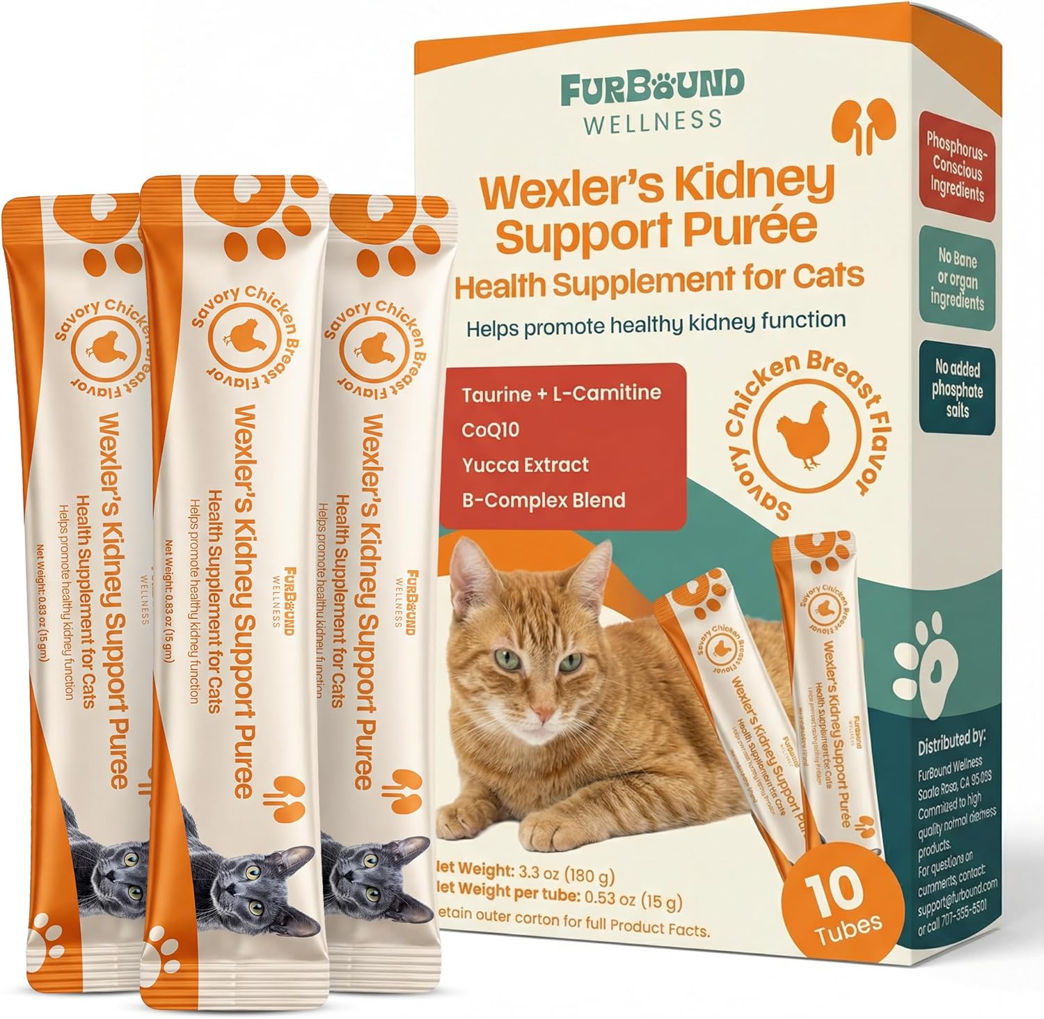Shevat Vitamins FurBound Wellness Kidney Support Purée for cats packaging front view
