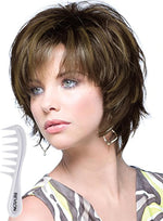 Noriko Sky synthetic wig feathered layers close up