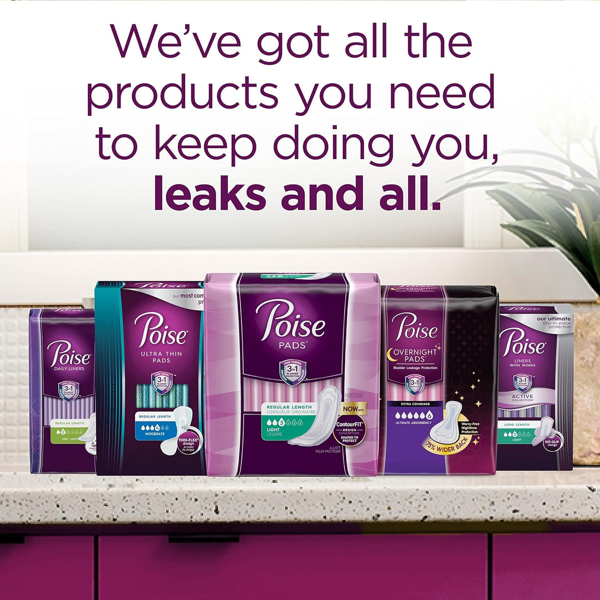 Poise postpartum care pad lifestyle packaging layout