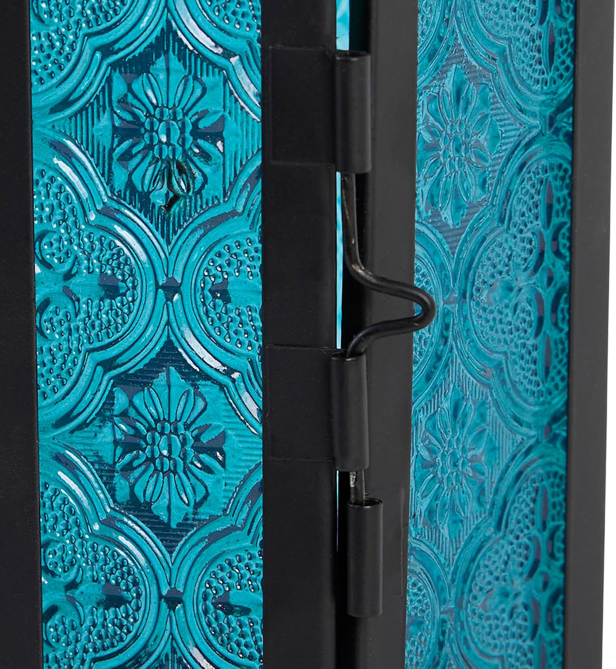 Zingz & Thingz blue glass lantern hanging from top loop