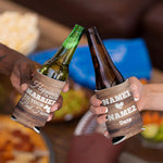 Wedding party favor can coolers in use