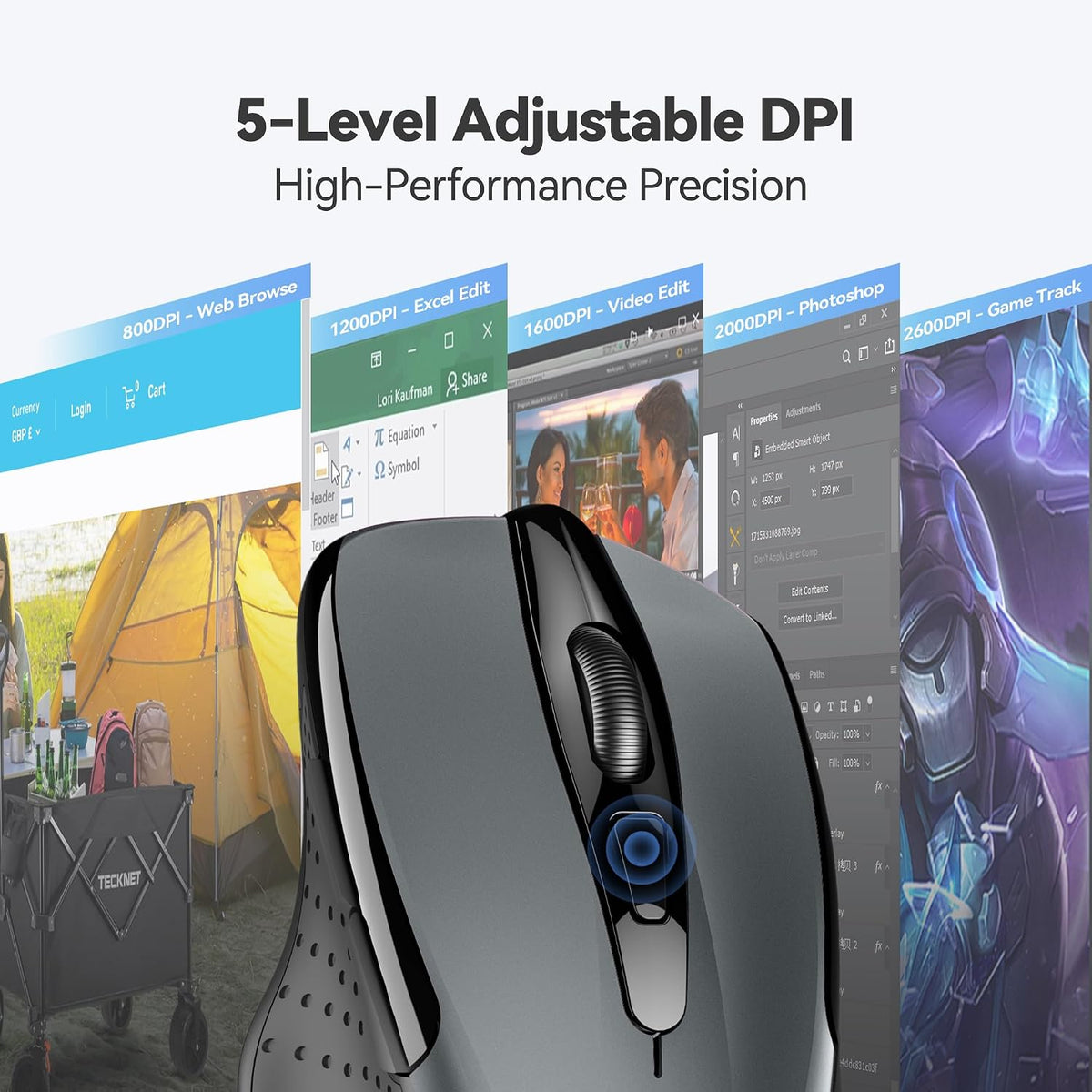 Tecknet 2.4G wireless mouse battery compartment