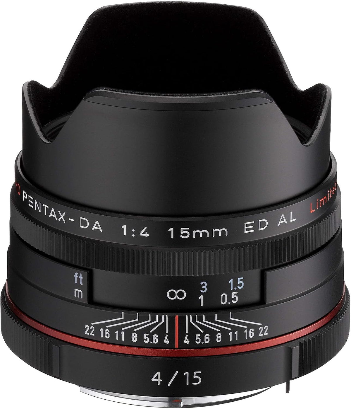 Pentax ultra-wide prime lens side profile and metal barrel