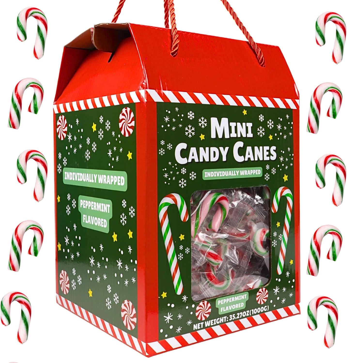 Primoxe Mini Christmas Peppermint Candy Canes front view package showcase.