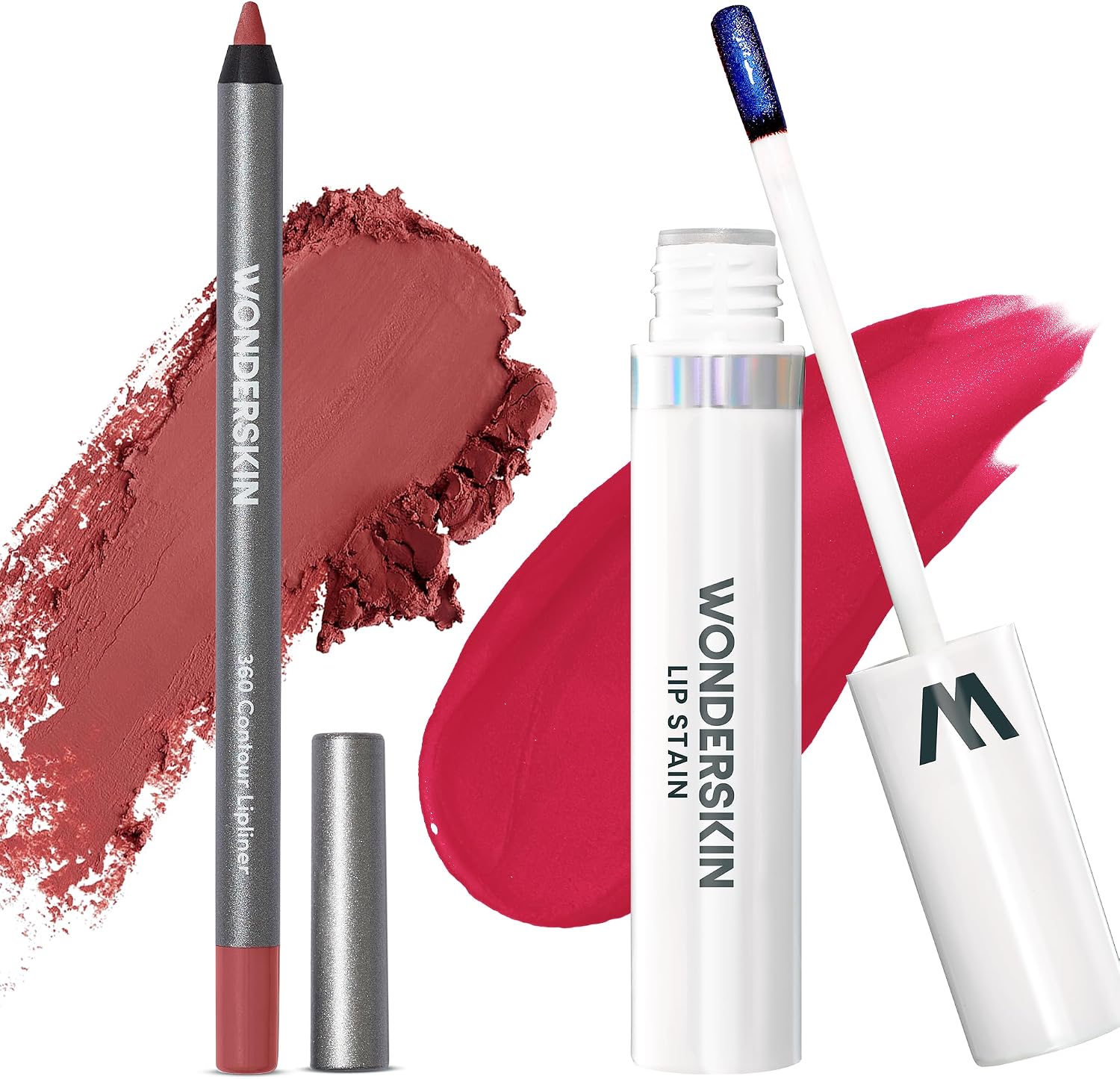 Wonderskin Wonderblading Lip Stain First Kiss front view of peel off masque and lip liner set.