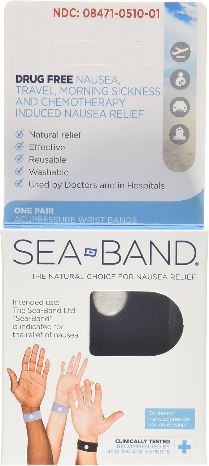Sea-Band adult acupressure wrist bands front view package