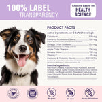 Natural omega three and probiotic chewable treats for dog immune health.