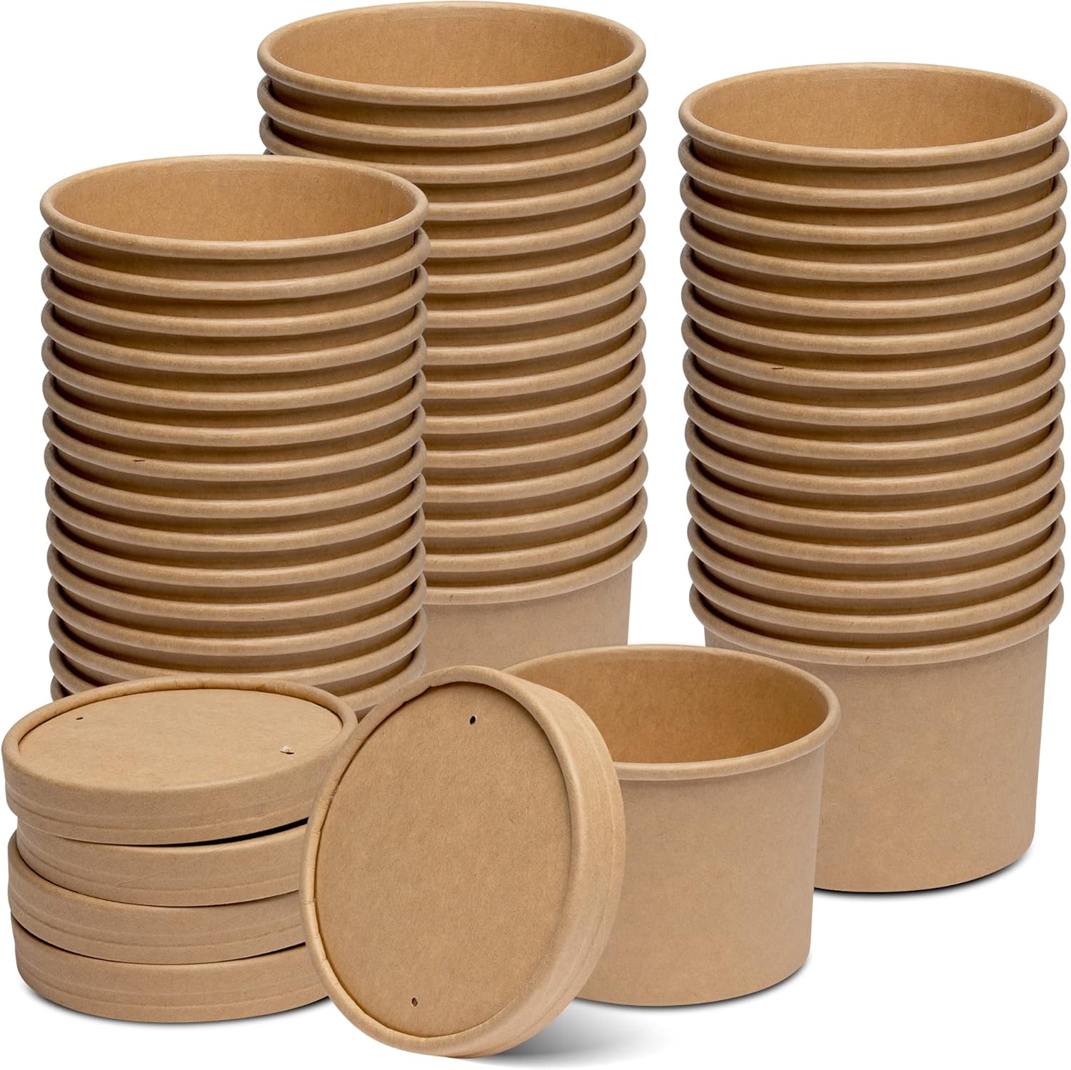 Gusto Kraft Paper Food Containers twelve ounce front view for hot soup storage.