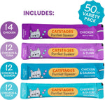 Cat licking Catstages Purrfect Squeeze treat from hand