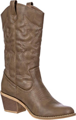 Cowboy Boots for Women Mid-Calf Boot Embroidered Stiching Western Cowgirl Boots Low Stacked Heel - Image 14