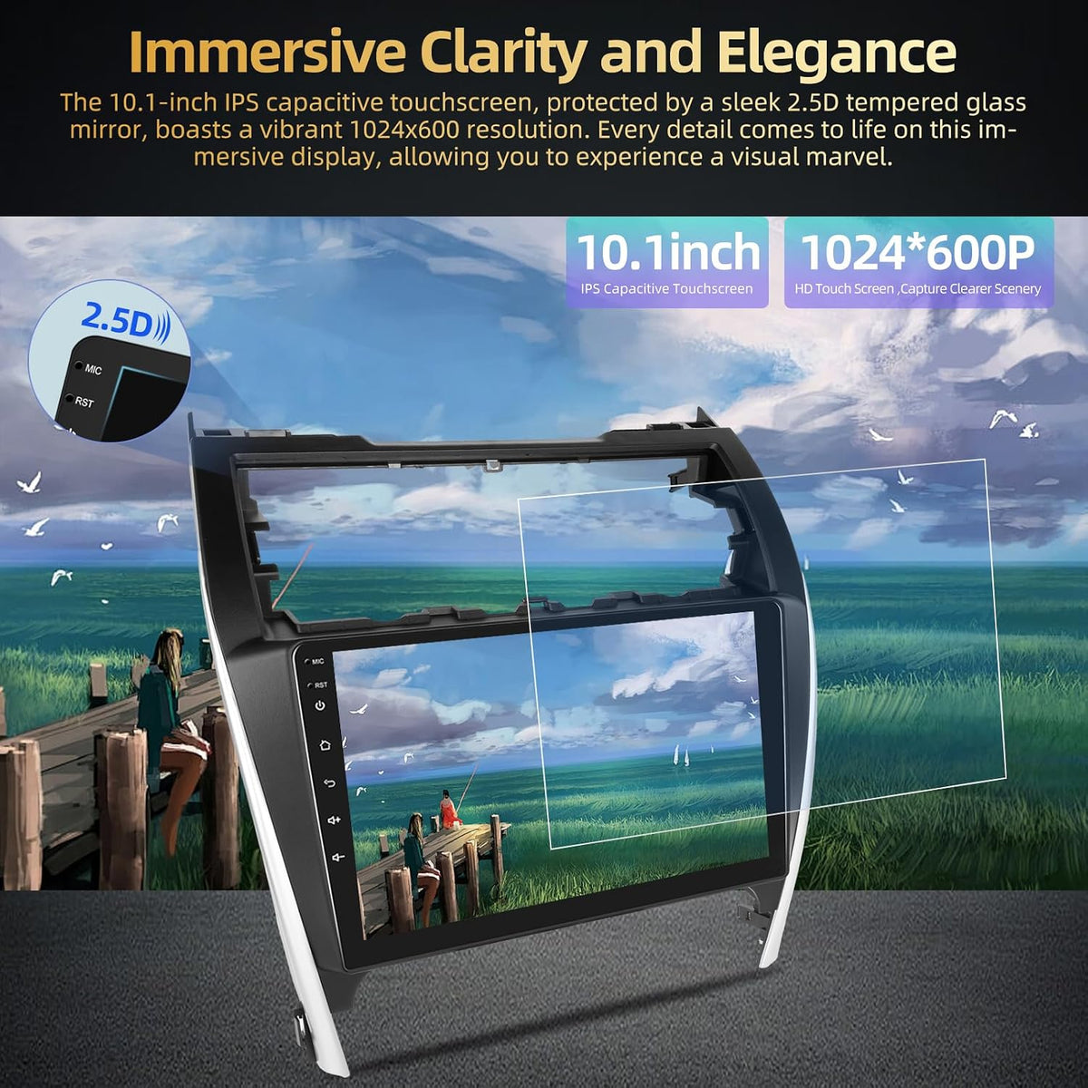 Dashboard fascia trim bezel adapter designed for Toyota Camry 2012-2014
