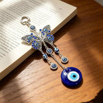 Persofine blue evil eye car hanging ornament interior view
